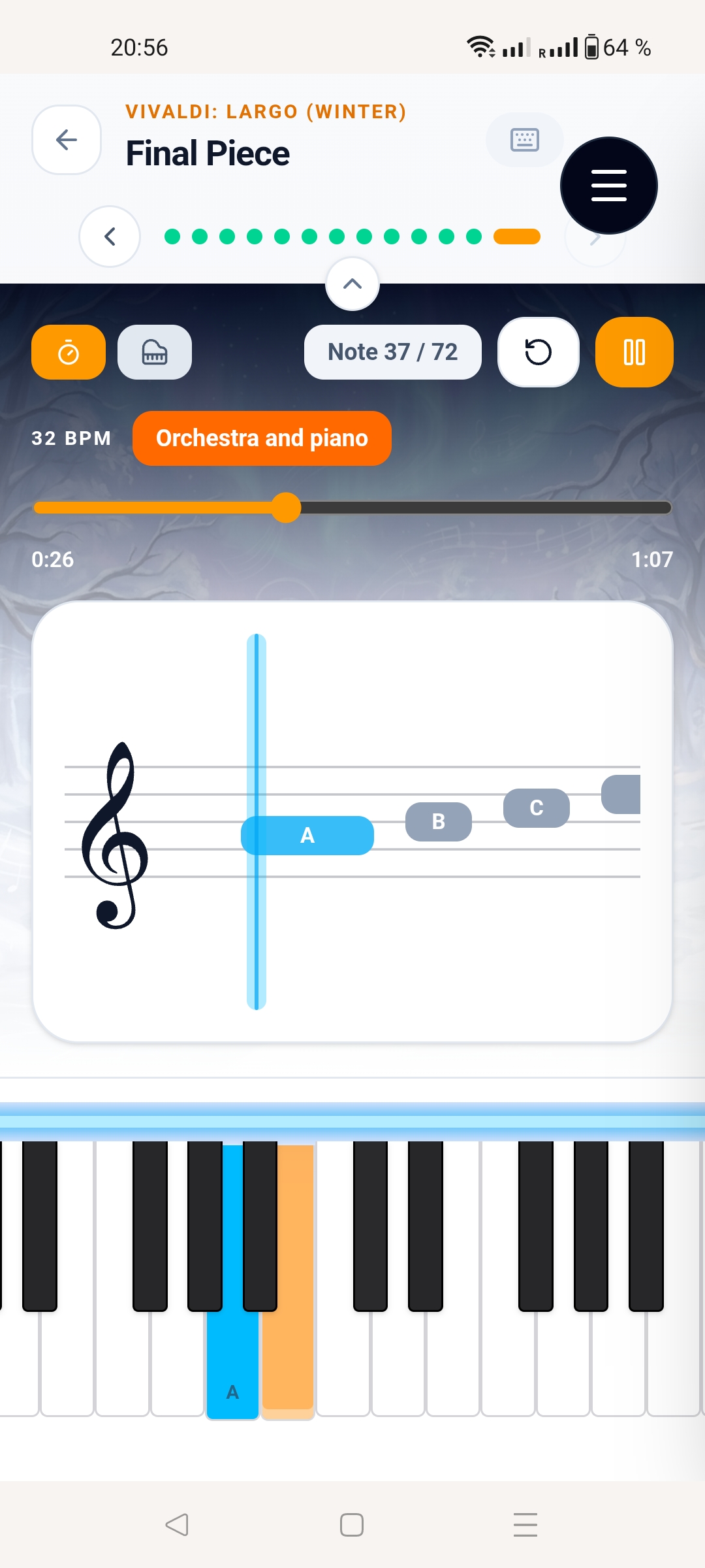 Simple Magic Piano player on a phone