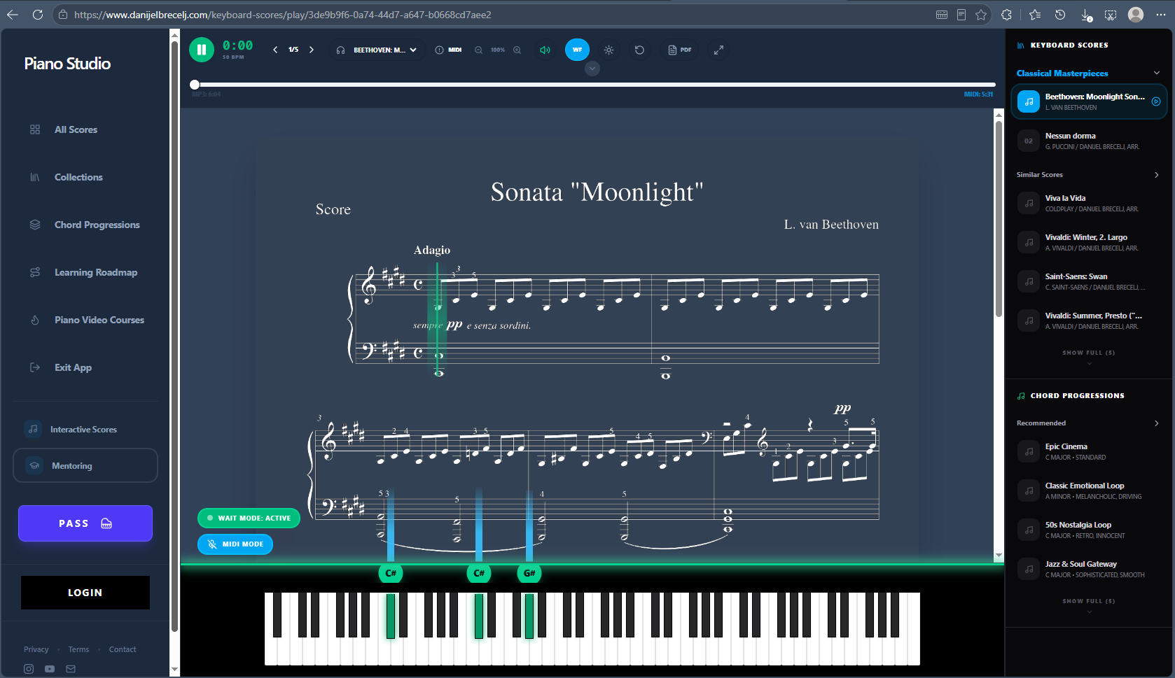 Moonlight Sonata — Keyboard Scores