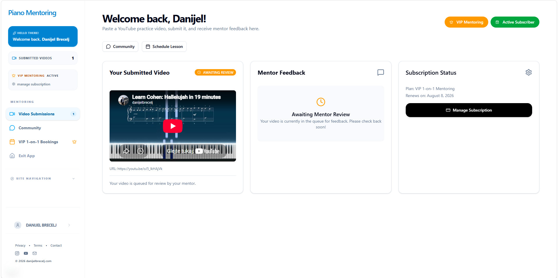 Mentoring Dashboard